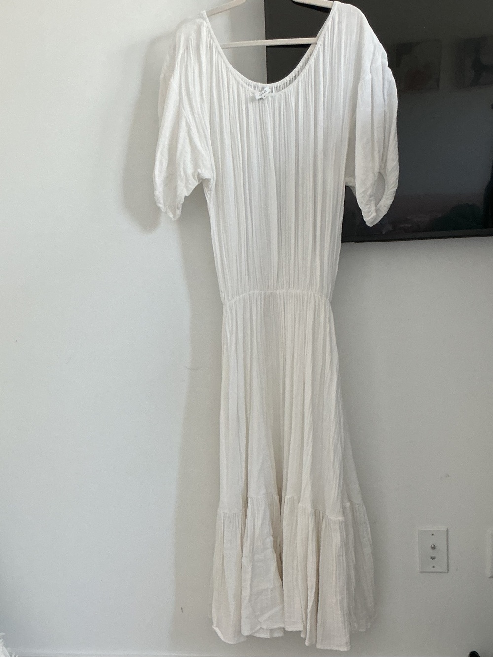 RHODE White Maxi Dress with Puff Sleeves